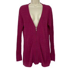 Merrell Sweater Womens Medium Wool Blend Lightweight Cardigan Long Sleeve Purple